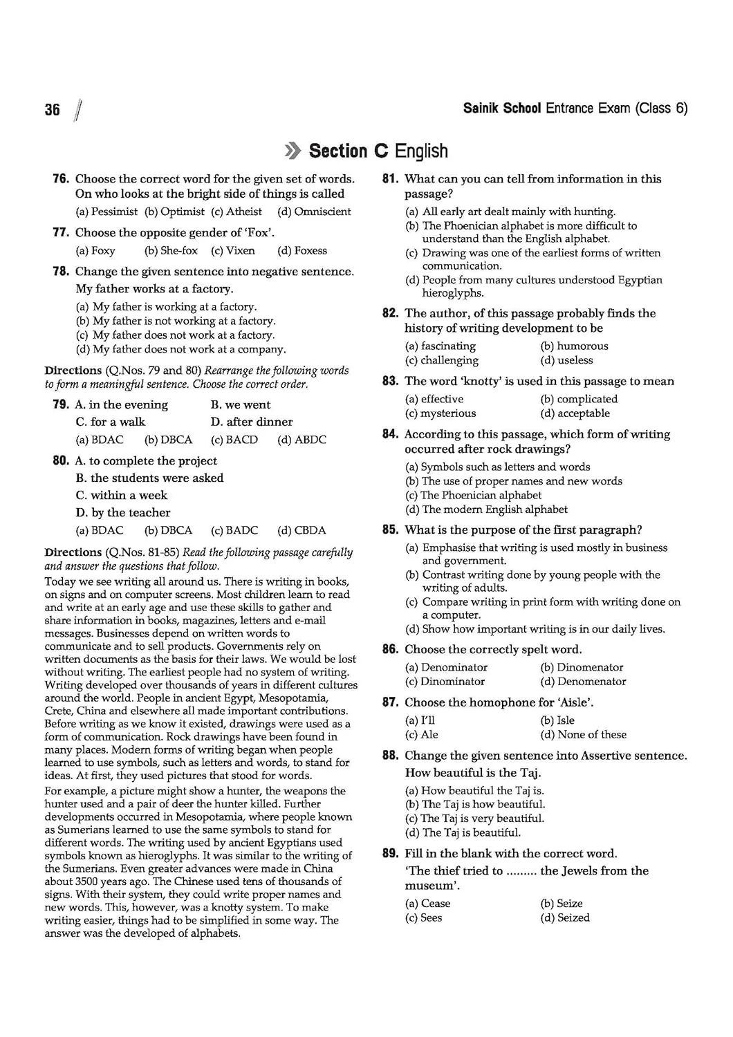 AISSEE Sainik School Class 6 Entrance Exam 2027 | Practice Sets with Solved Paper 2026 | With OMR Sheet | As per Latest Exam Pattern - Image 7