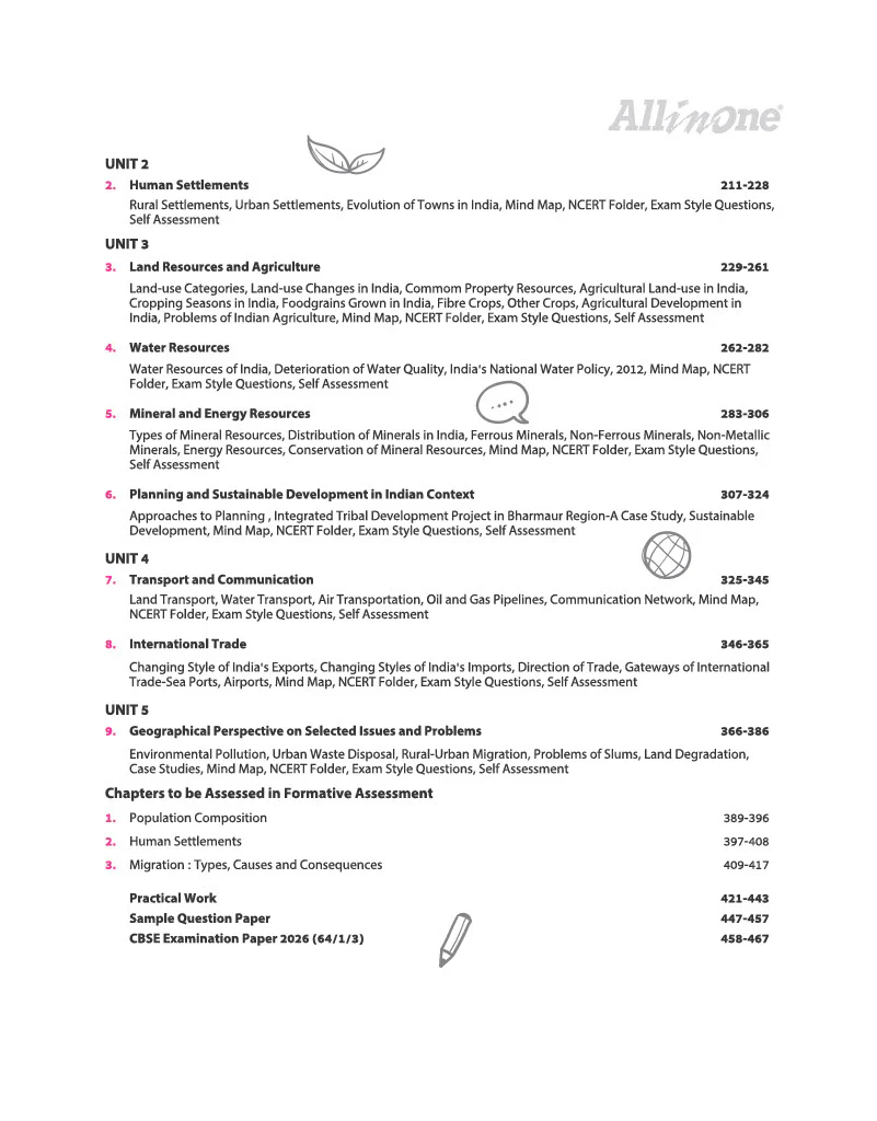 All in One Geography Class 12 for CBSE Exam 2026-27 | NCERT Based Complete Theory, Practice Exercises, CBQs, A-R, Sample Papers & Mind Maps | Revised Edition as per Latest Syllabus - Image 6
