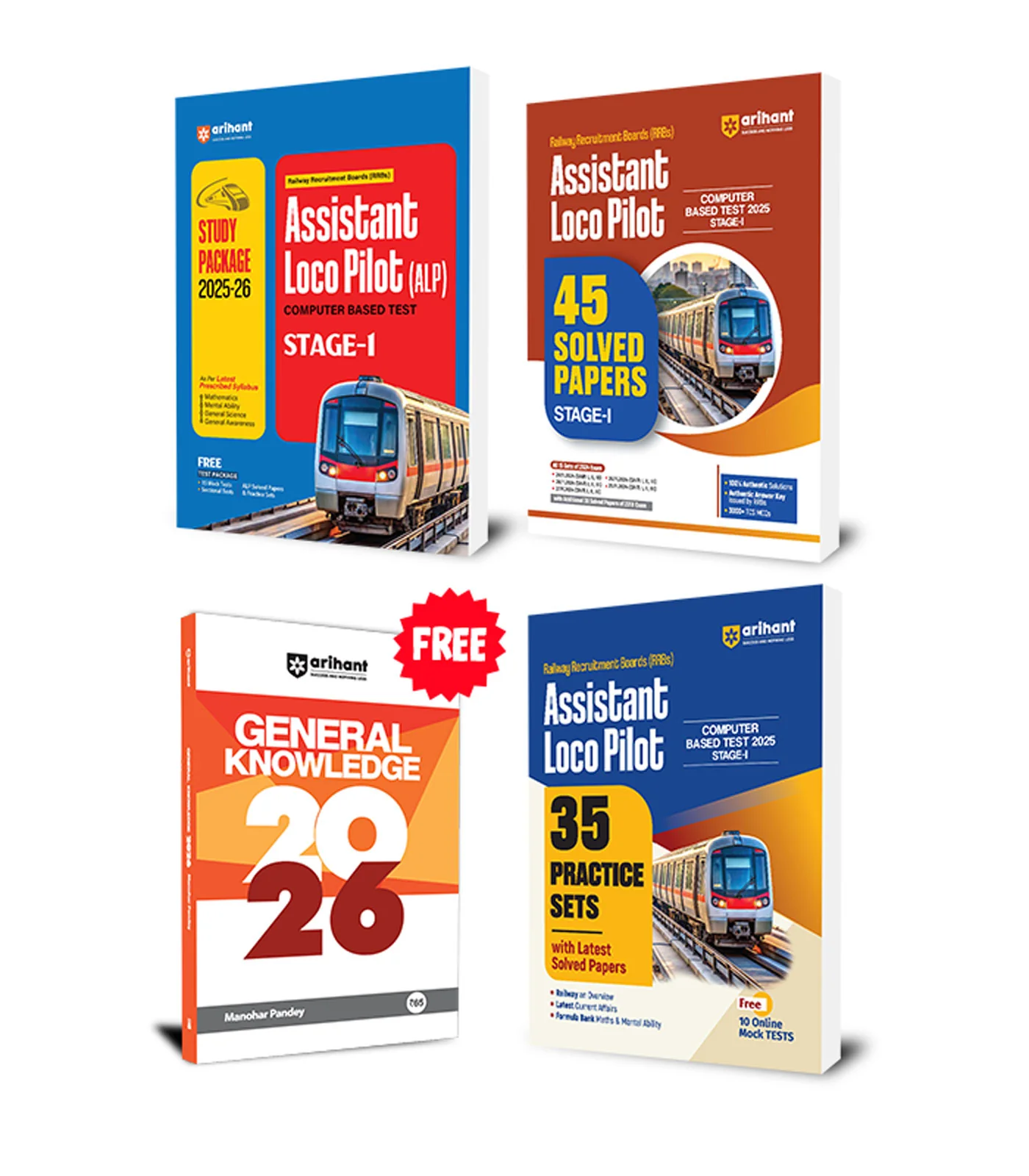 Combo of Assistant Loco Pilot Stage-1 | Study Guide, Solved Papers & Practice Sets | With Free General Knowledge 2026 by Manohar Pandey | English Medium