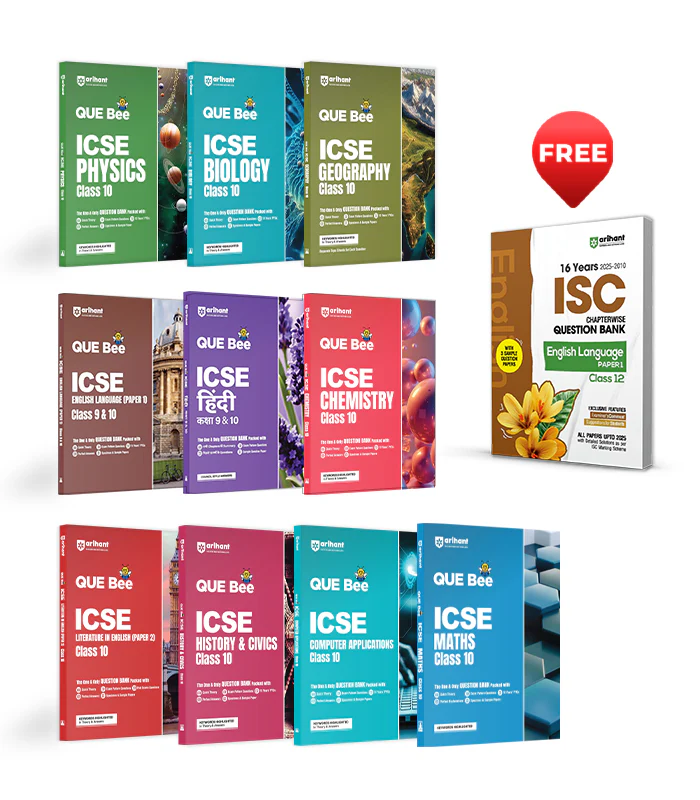 Combo of ICSE QUE Bee Class 10th Exam 2026| Bio, Chemistry, Computer Application, English Lang, Geography. Hindi, History & Civics, Maths, Physics & English| With Free ISC English Language (Paper-1) Class 12th