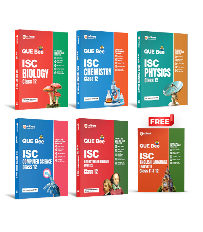 Combo of ISC QUE Bee Class 12th Exam 2026 | Physics, Chemistry, Biology, English Lit (paper-2), Computer Science | With Free ISC QUE Bee English Lang (paper-1) Class 11 & 12