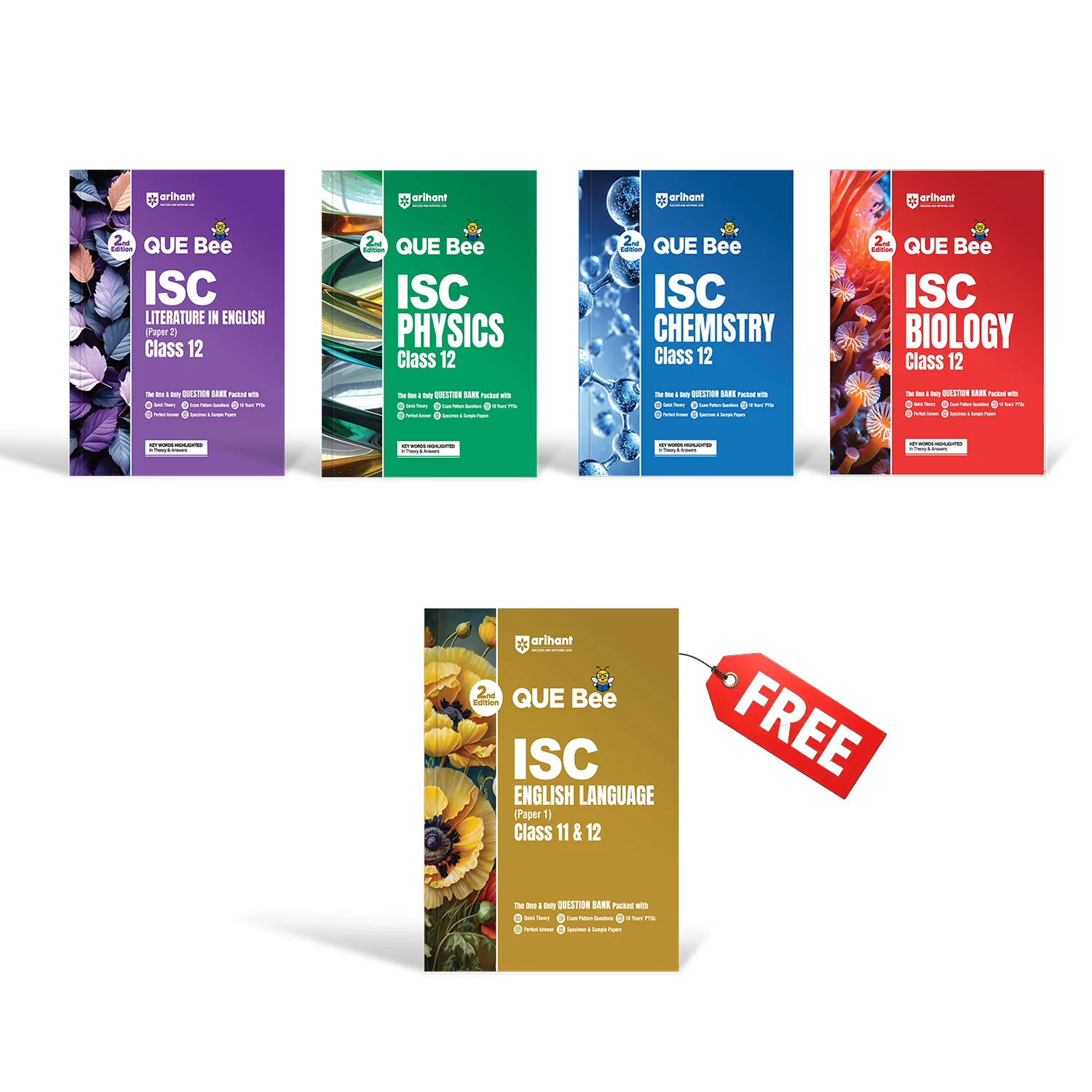 Combo of ISC QUEE BEE Class 12 Exam 2027 | English Lit (Paper-2), Physics, Chemistry, Biology| With Free ISC English Language (Part 1) Class 11 & 12