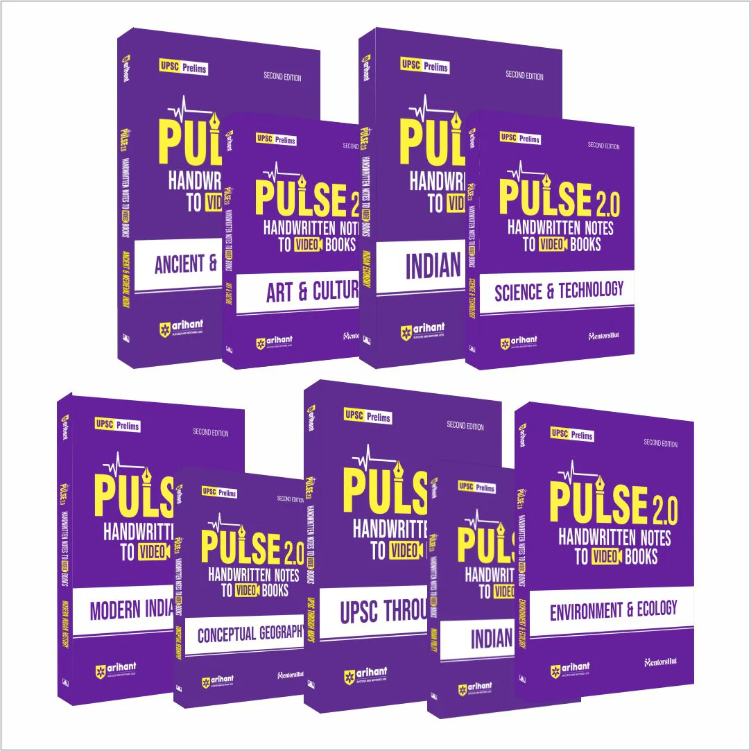 Combo of Pulse 2.0 Hand Written Notes Ancient & Medieval India, Arts & Culture, Indian Economy, Science & Technology, Modern Indian History, Indian Polity Conceptional Geography, UPSC Through Maps & Environment & Ecology | English Medium