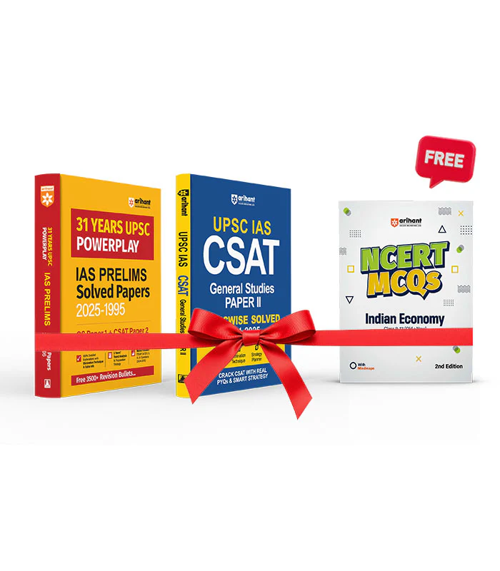 Combo of UPSC IAS & State PCS Exam 2025-26 | 31 Year Solved Paper & CSAT (Paper-2) | With Free NCERT MCQs Economy | English Medium