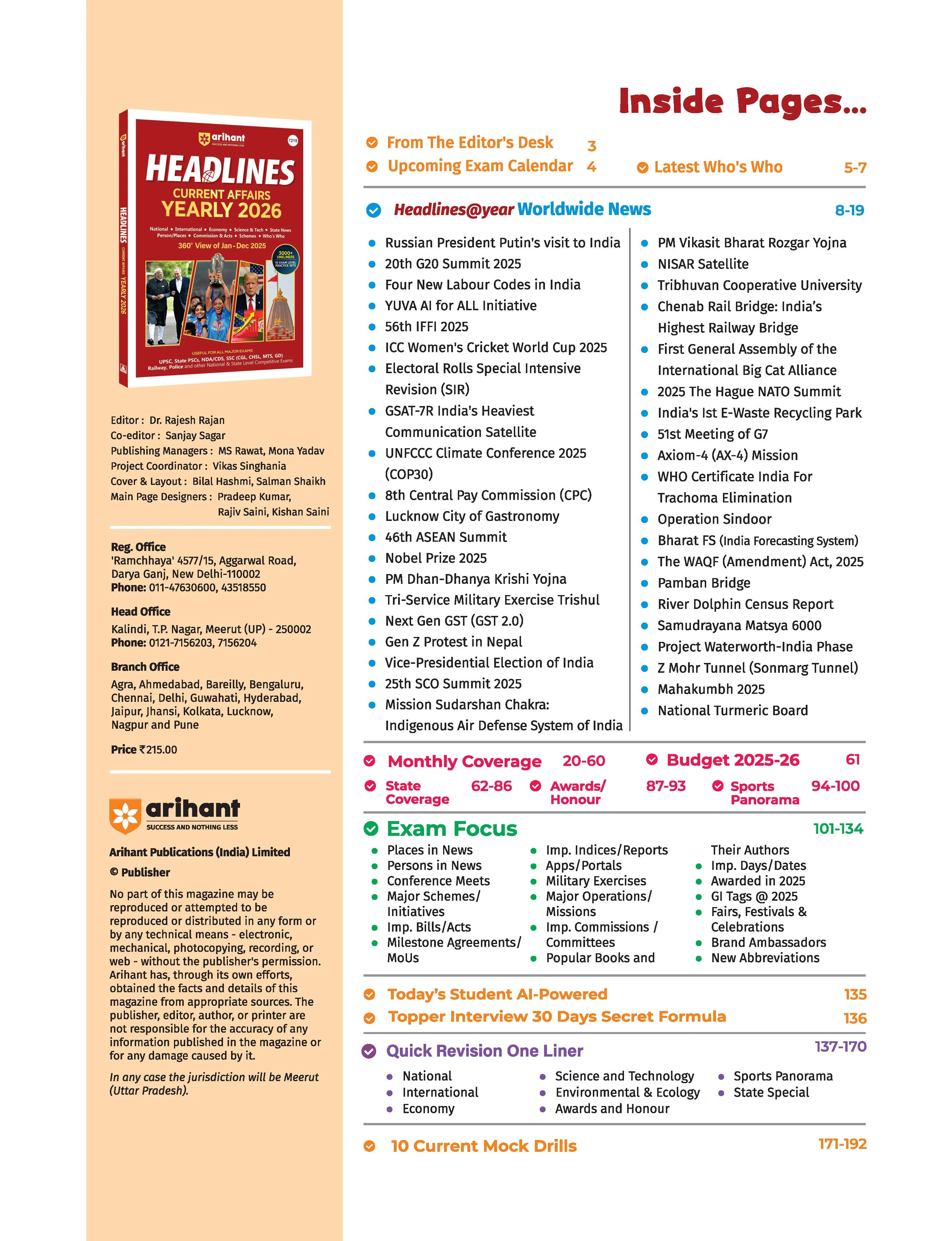 Headlines Current Affairs Yearly 2026 | 360° Review of JanâDec 2025 | 3000+ One-Liners & 10 Current Practice Sets | National, International, Economy, Science & Tech | UPSC, State PSC, SSC, NDA/CDS Exams | English Language - Image 3