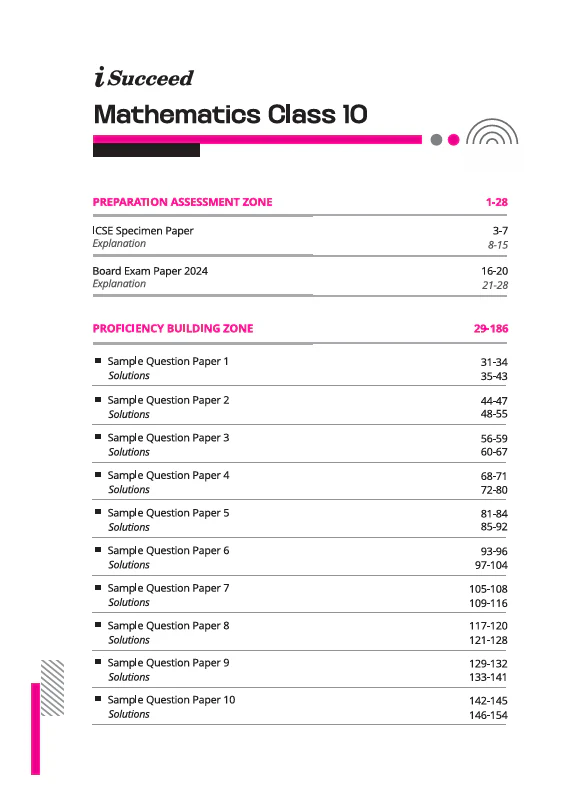 i-Succeed ICSE 2026 – Mathematics Class 10 | 15 Sample Question Papers | Based on Latest ICSE Syllabus | Includes Solved Specimen Paper, 2025 Board Paper & Council-style Answers - Image 3