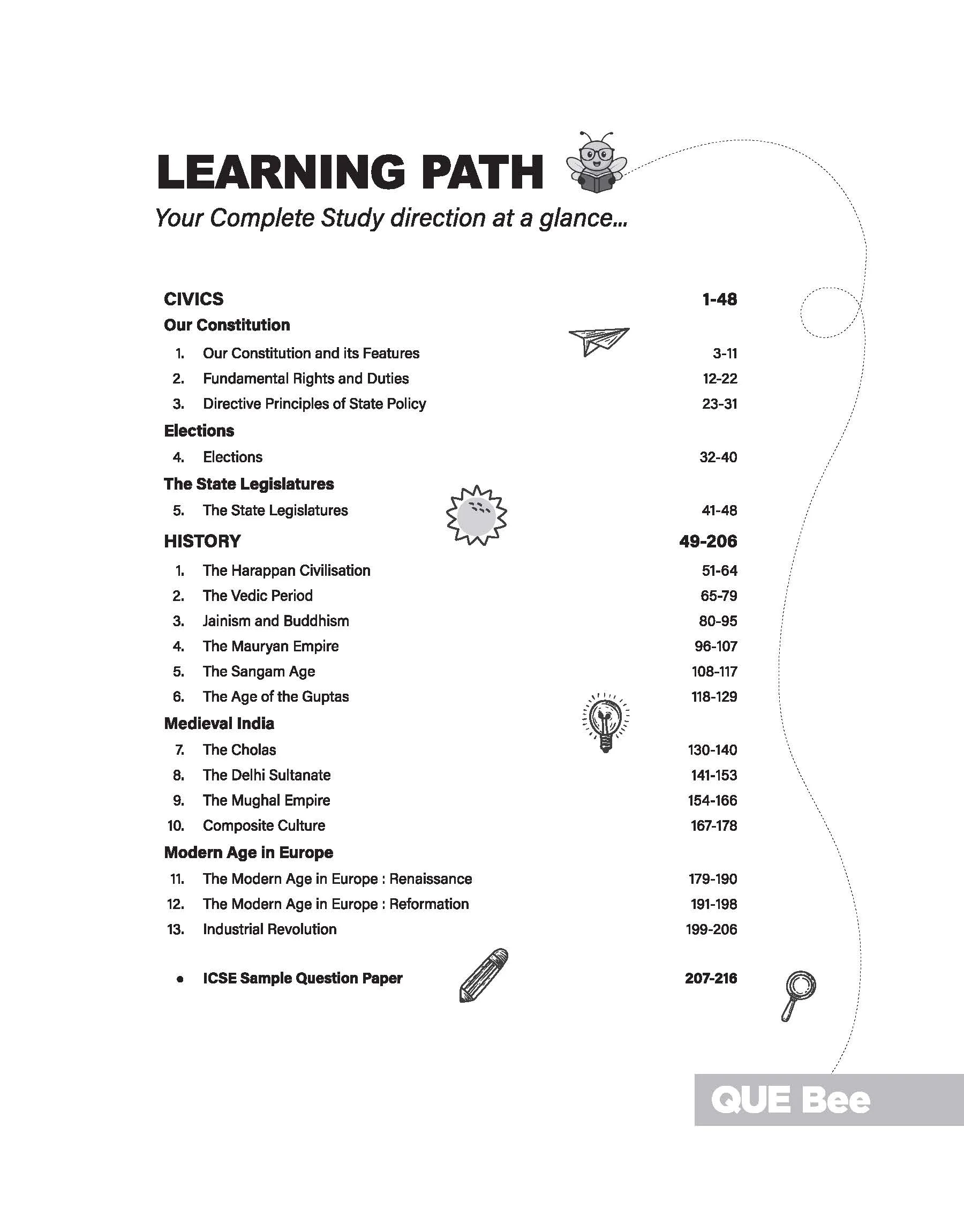 ICSE History & Civics Class 9 Exam Book | Quick Theory, Exam Pattern Questions & Sample Papers | As per Latest ICSE Syllabus | Que Bee 2nd Edition - Image 2