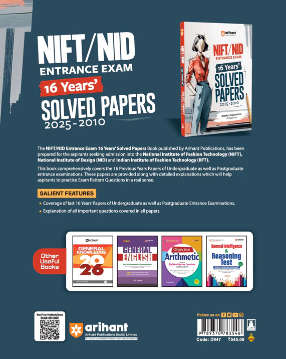 NIFT/NID Entrance Exam 2026 | 16 Years’ Solved Papers (2025–2010) with Detailed Explanations - Image 2