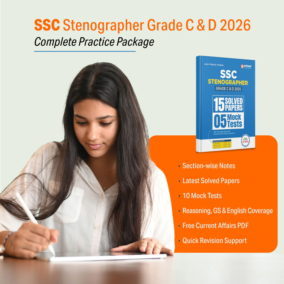 SSC Stenographer (Grade C & D) Exam 2026 | Sectionwise Notes (Reasoning, GS, English) | 10 Solved Papers (2024–2025) | 10 Mock Tests (5 Offline + 5 Online) | Latest Current Affairs - Image 4