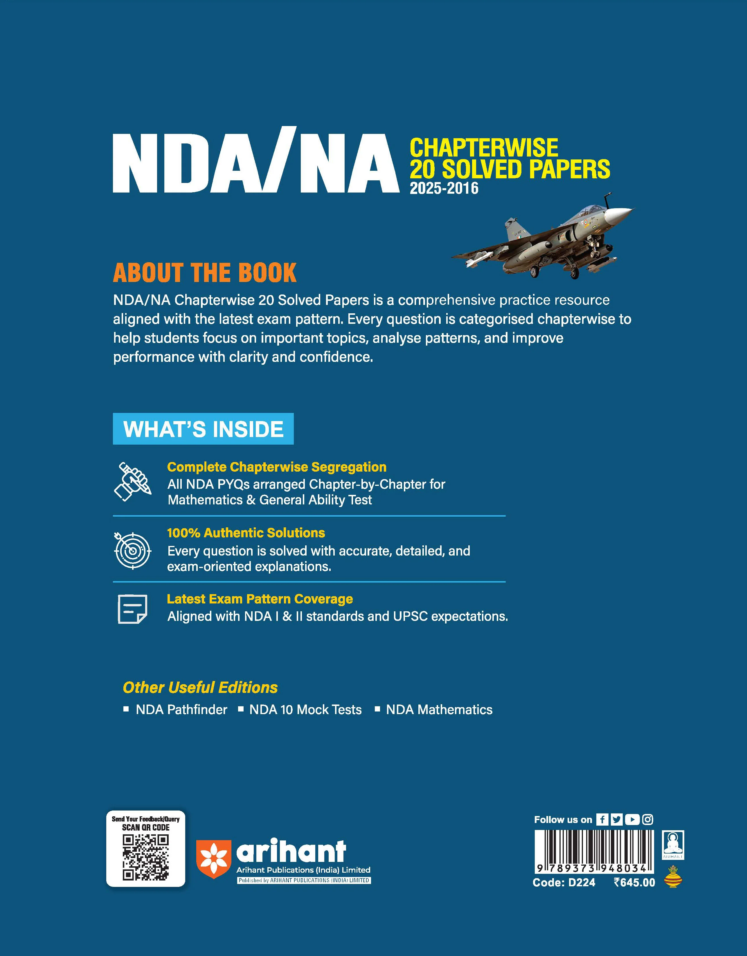 UPSC NDA/NA 2026 β Chapterwise 20 Solved Papers (2025β2016) | Mathematics & General Ability Test (GAT) | Detailed Explanations & Trend Analysis | 5000+ MCQs - Image 4