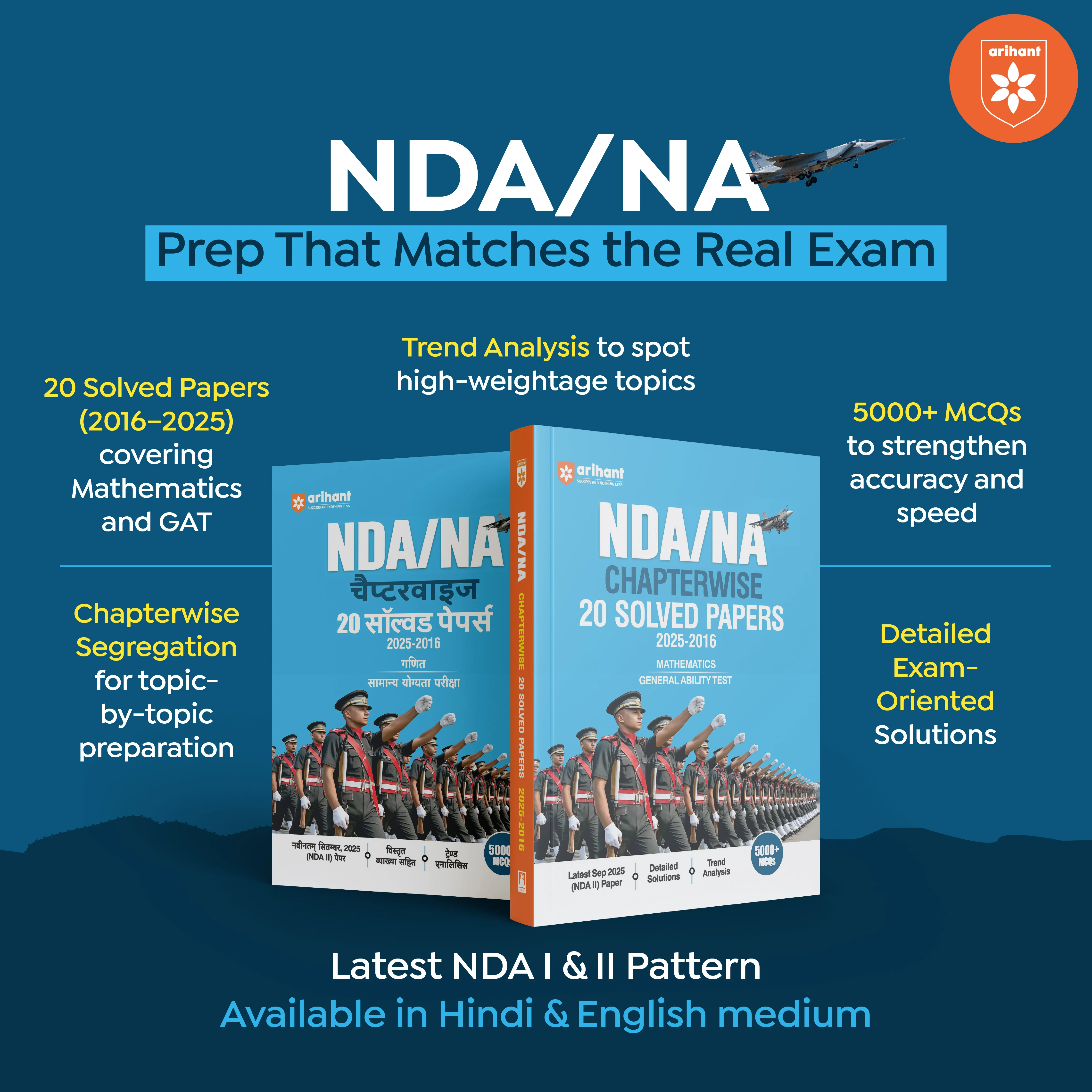 UPSC NDA/NA 2026 β Chapterwise 20 Solved Papers (2025β2016) | Mathematics & General Ability Test (GAT) | Detailed Explanations & Trend Analysis | 5000+ MCQs - Image 2